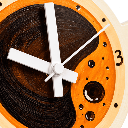 Handcrafted Wooden Desk Clock Coffee Cup Themed
