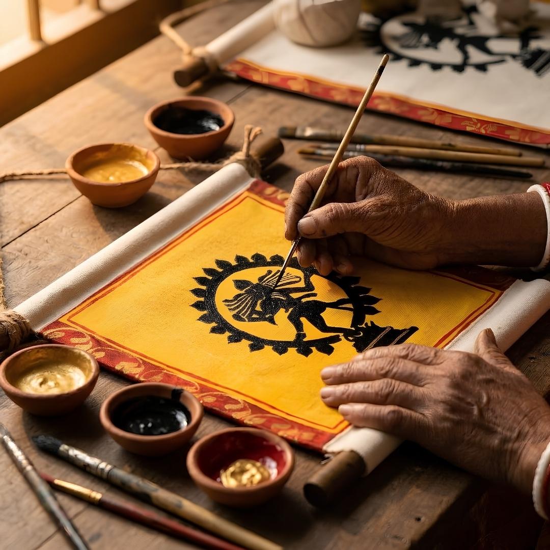 Tandav Shiva Handcrafted Wall Scroll – Handpainted Art for Home & Spiritual Gifting