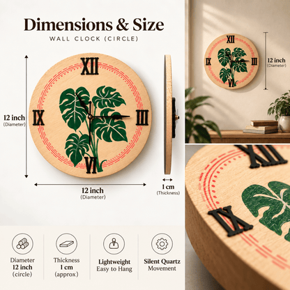 Wooden Wall Clock Hand painted Kantha Style Embroidery