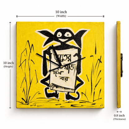 Wooden Wall Clock Analog Handcrafted Bhooter Raja Dilo Bor