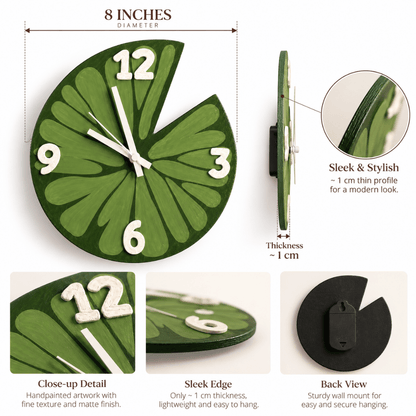 Wooden Lotus Leaf Clock Wall Decor