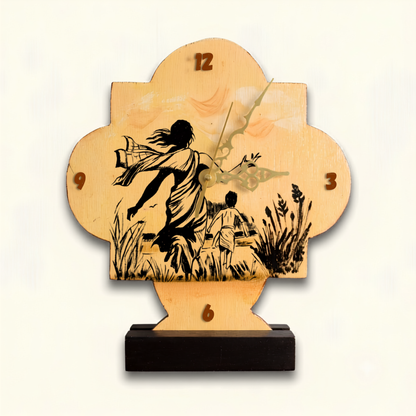 Handmade Wooden Table Clock – Pather Panchali Inspired Art