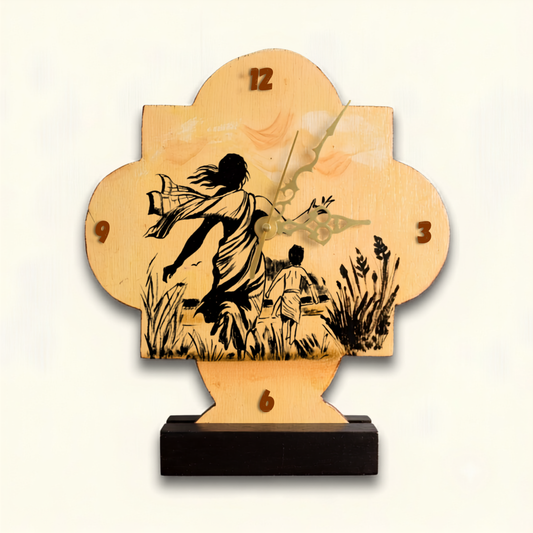 Handmade Wooden Table Clock – Pather Panchali Inspired Art