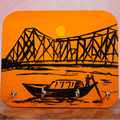 Wooden Key Holder Hand Painted Howrah Bridge with 4 Key Hooks
