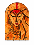 Wooden Key Holder Hand Painted with 4 Key Hooks