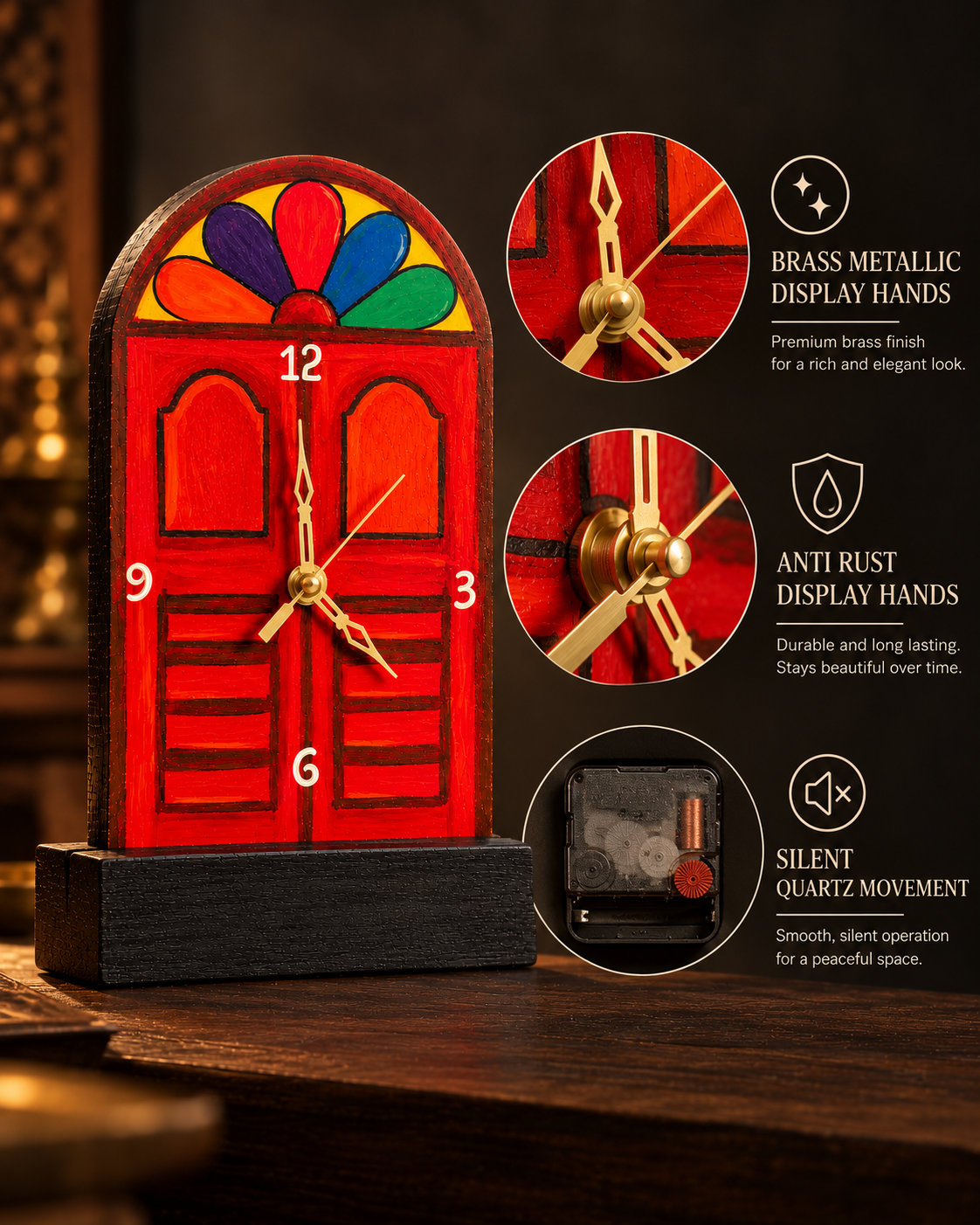 Wooden Table & Wall Clock Handcrafted
