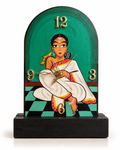 Wooden Table & Wall Clock Hand painted Rani Maa