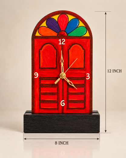 Wooden Table & Wall Clock Handcrafted
