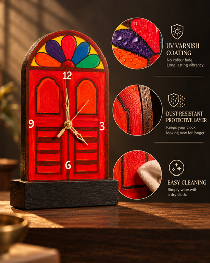 Wooden Table & Wall Clock Handcrafted