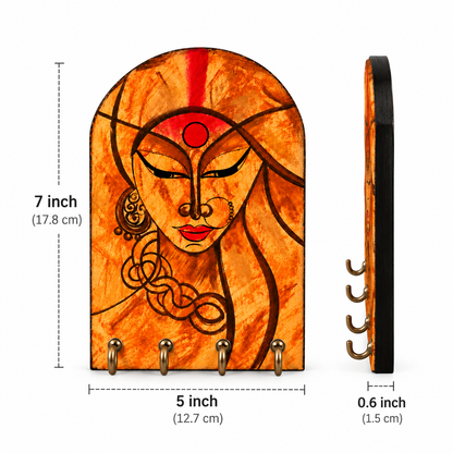 Wooden Key Holder Hand Painted with 4 Key Hooks