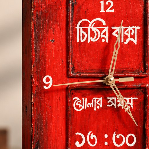 Wooden Table Clock Hand Crafted Heritage Letter Box