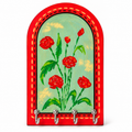 Wooden Key Holder Hand painted Kantha Embroidery