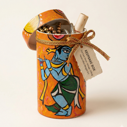 Krishna Leela Handcrafted Keepsake Box – Folk Art Storage Box for Gifting & Decor