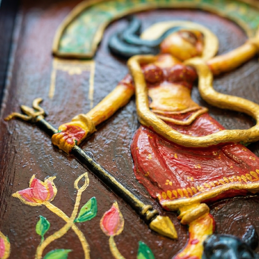 Maa Durga Handcrafted Wooden Tray