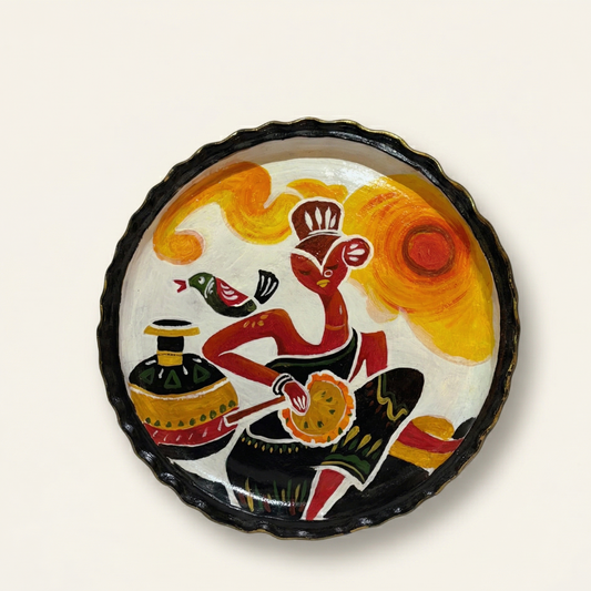 Warli Art Terracotta Wall Decor – Handpainted Tribal Clay Thali Art for Home & Cultural Gifting