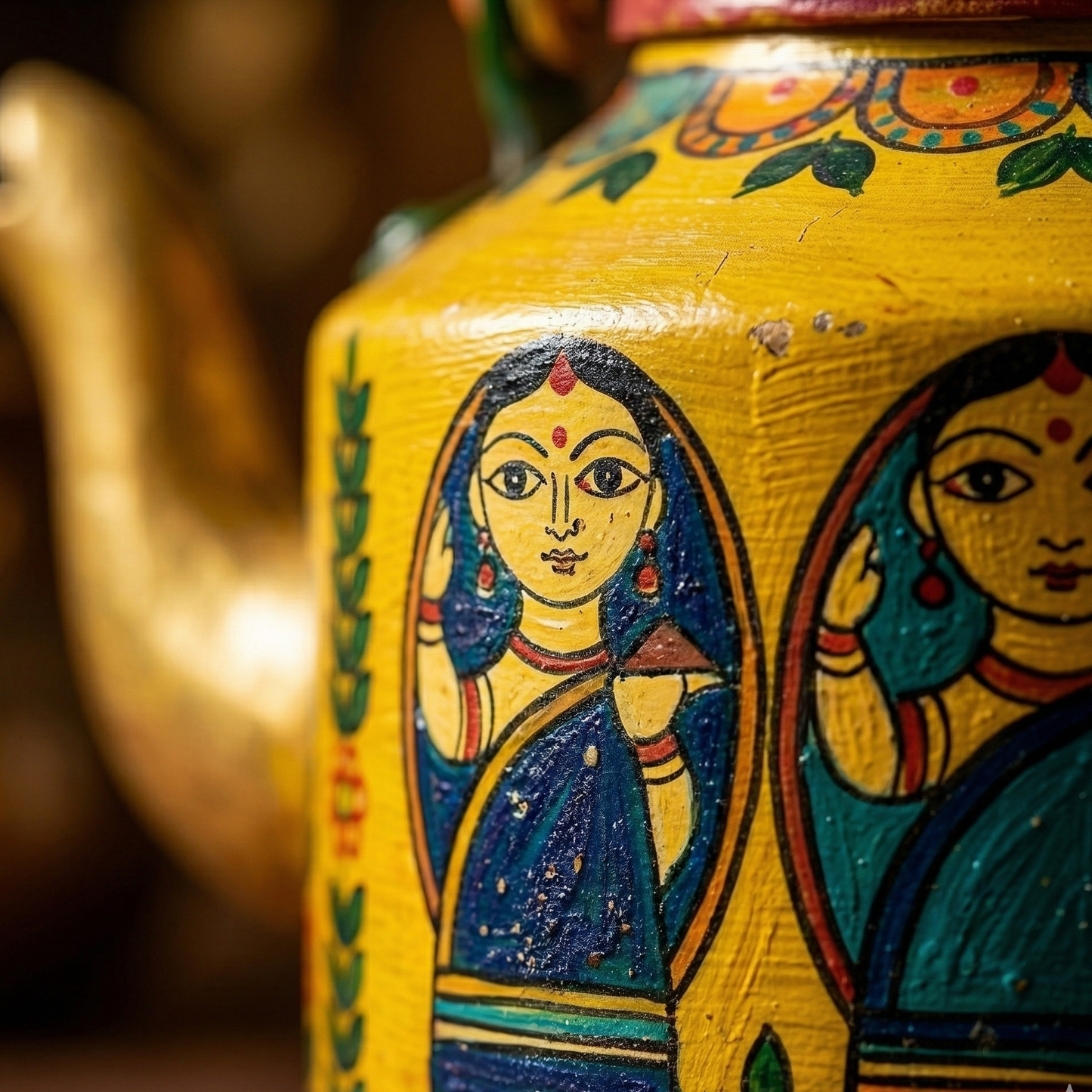 Bengal Folk Art Hand Painted Kettle