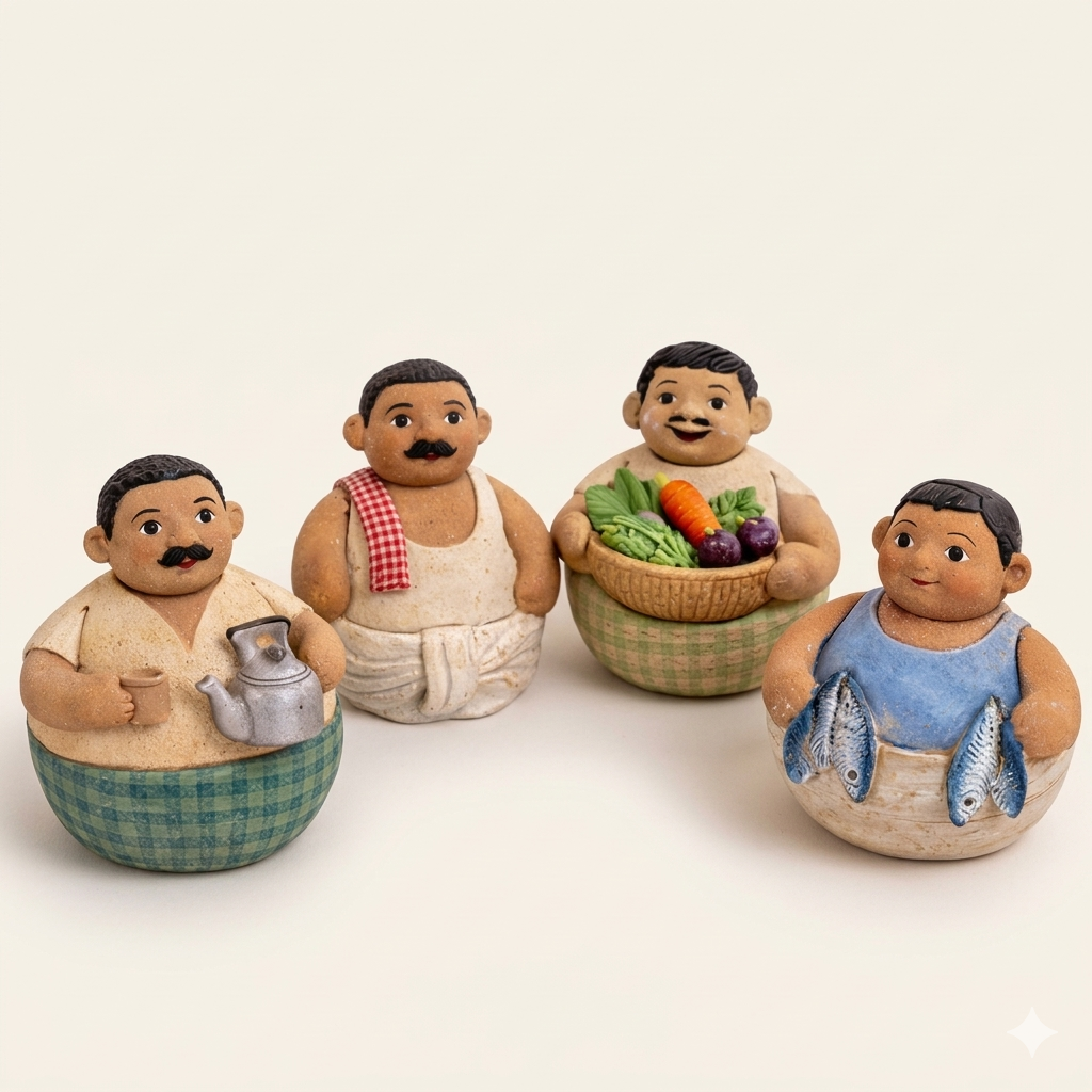 Kolkata Chronicles Miniature Figurine Set – Handcrafted Bengal Heritage Clay Art Gift Set