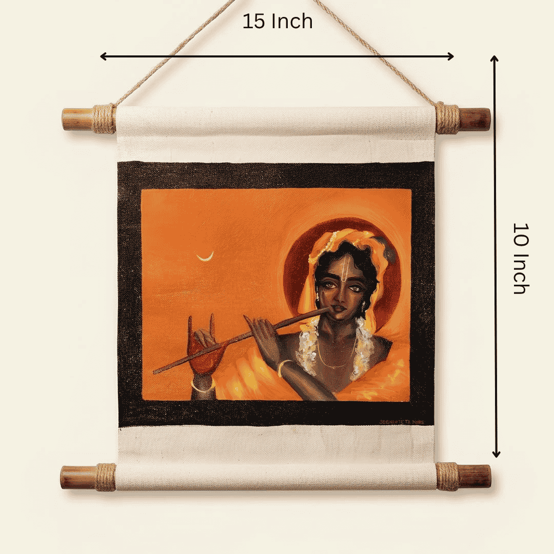 Handpainted Wall Hanging - Krishna Painting Scroll