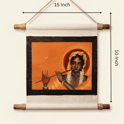 Handpainted Wall Hanging - Krishna Painting Scroll