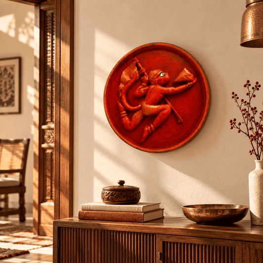 Wooden 3D Clay Art Wall Hanging Decor - Hanuman