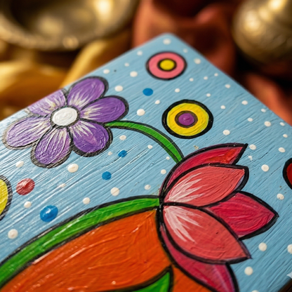 Rangriti Folk Art Tissue Holder – Handpainted Wooden Tissue Box for Home Decor