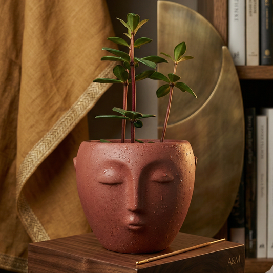 Dhayan Handcrafted Sculptural Vase – Meditative Folk Art Ceramic Decor for Home & Office