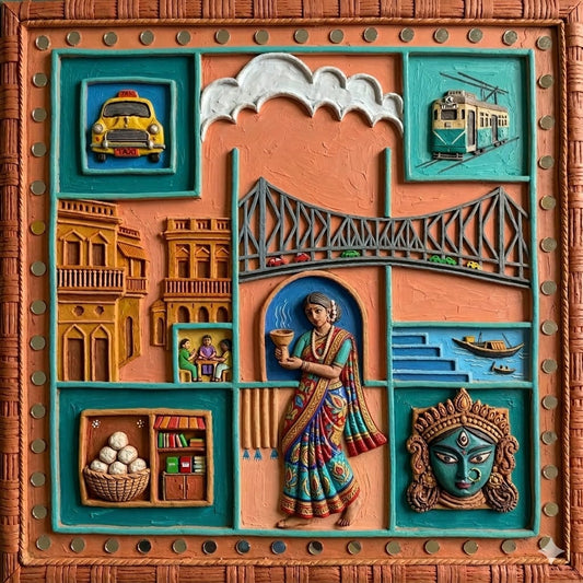 Handcrafted Bengal Folk Art Jute rug — Handcrafted by Paper Pencil