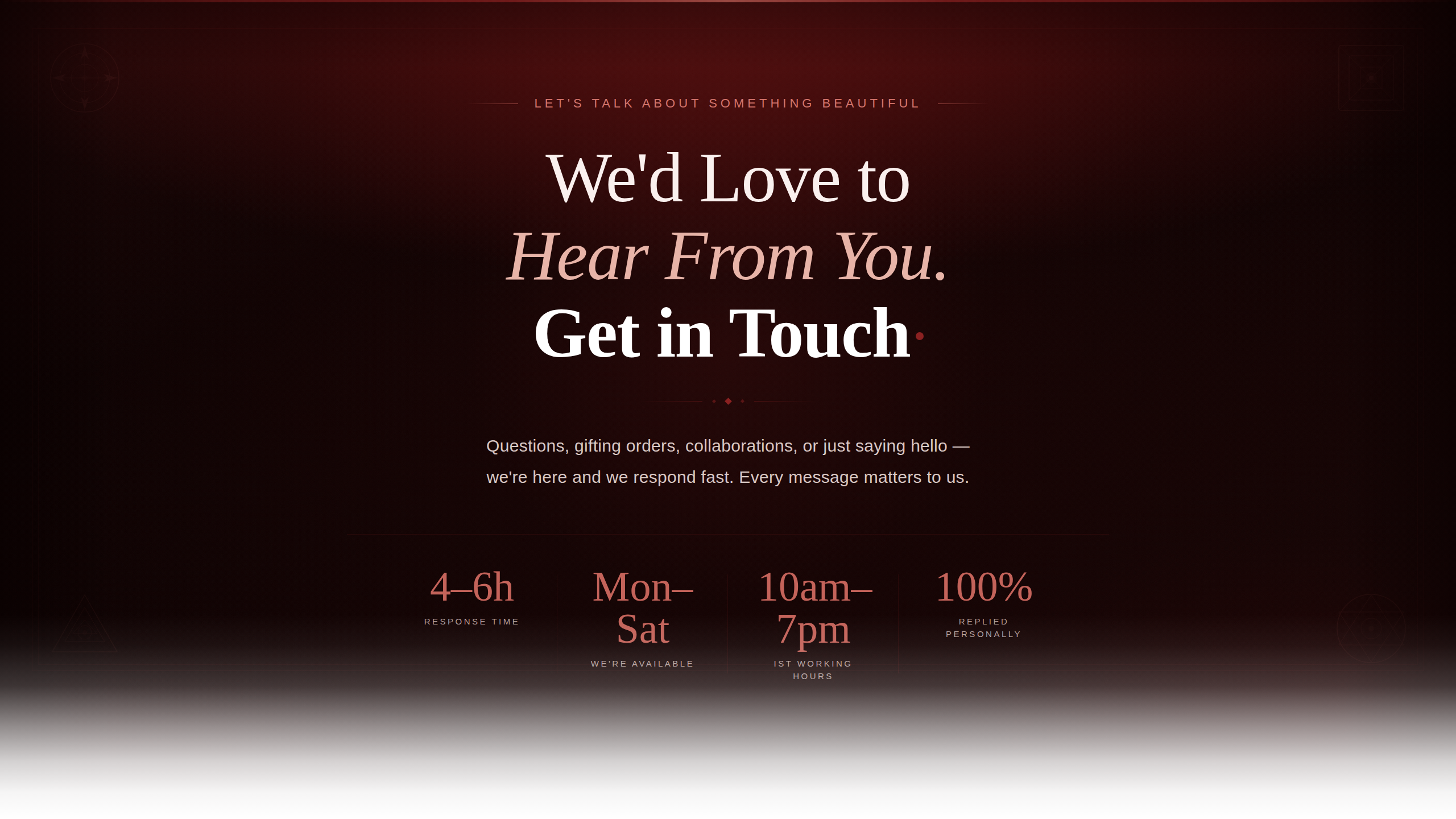 Contact information with a dark background and white text.