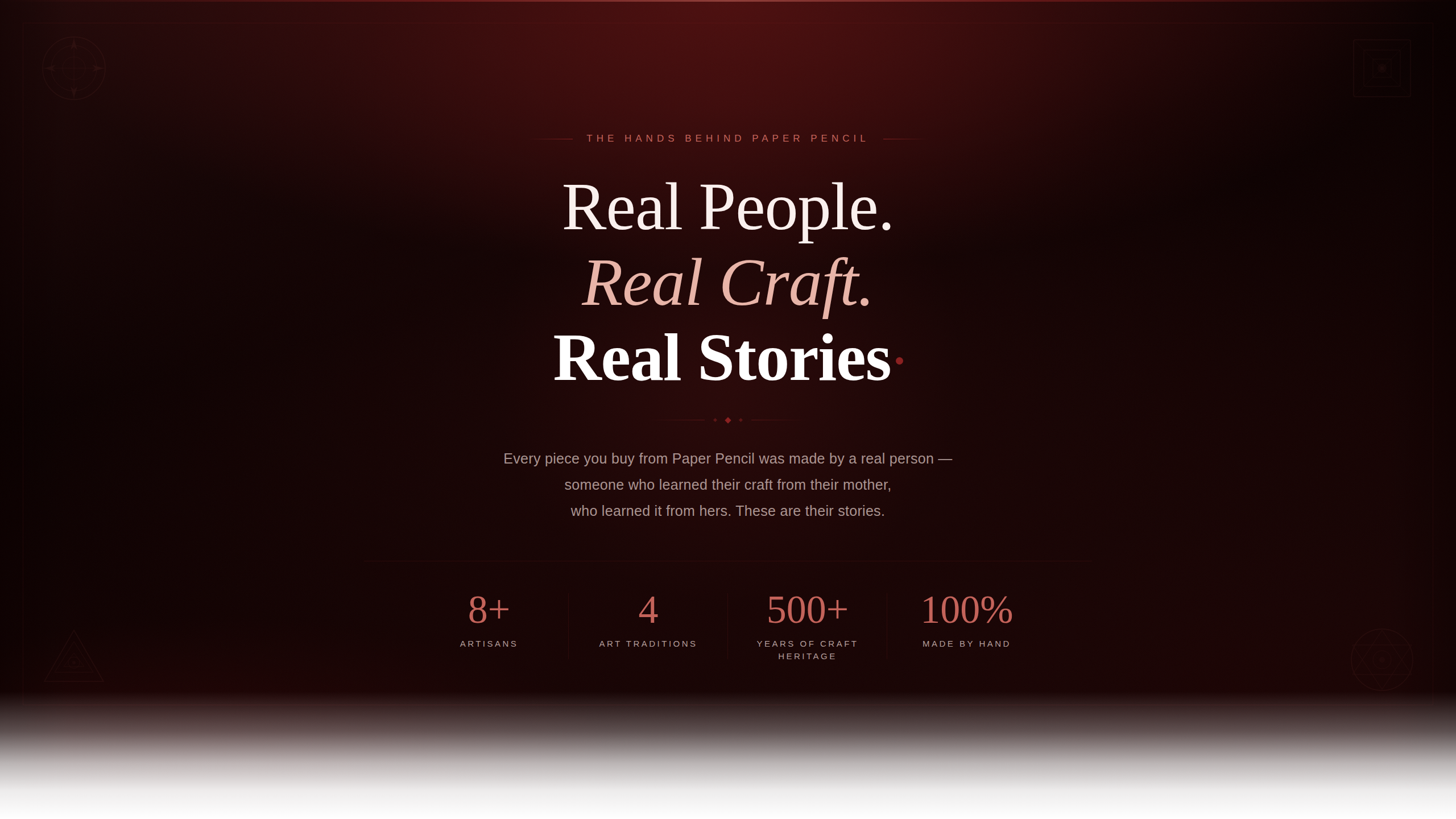 Dark background with white text on a website homepage