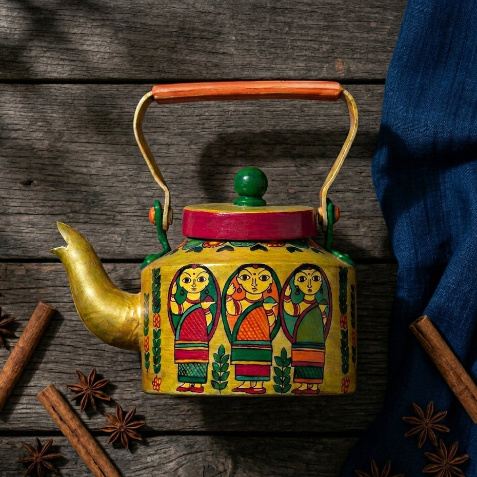 Bengal Folk Art Hand Painted Kettle