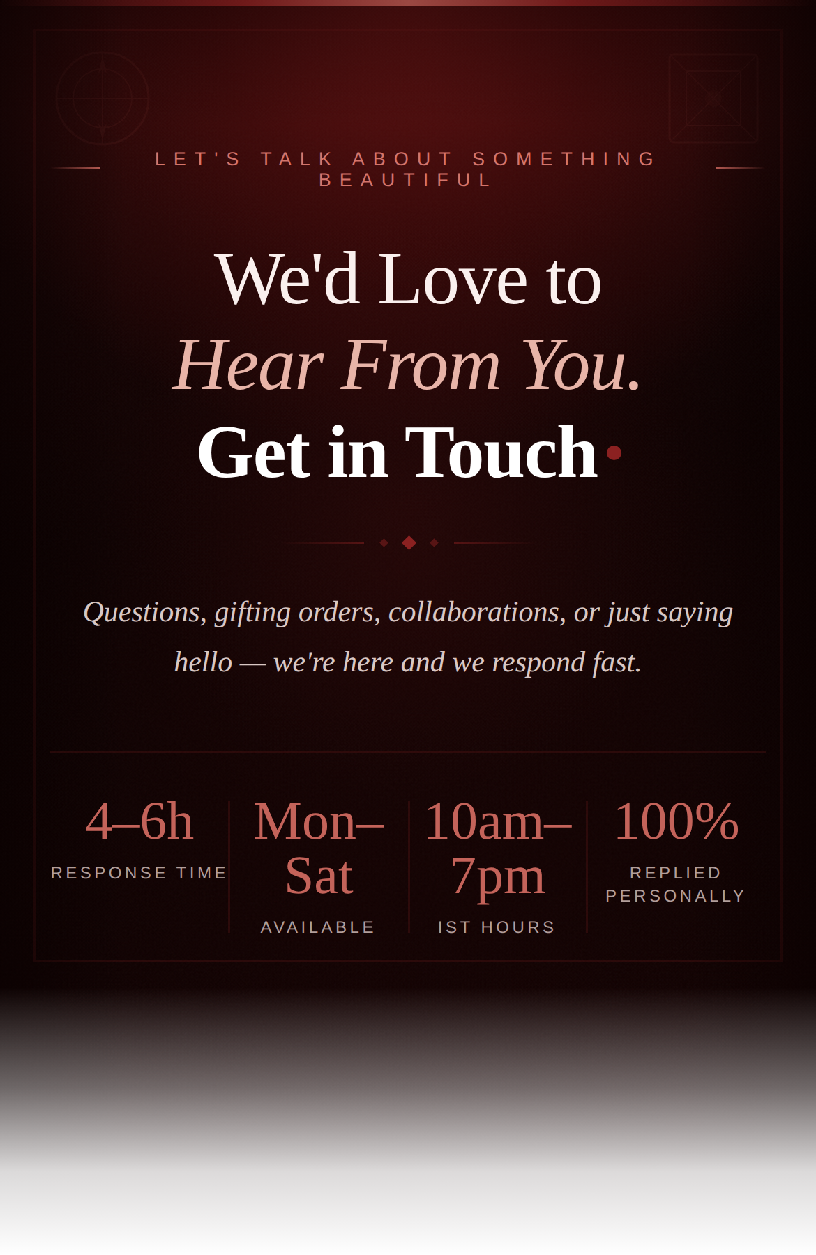 Contact information card with text on a dark background