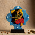 Wooden Table Clock Hand Painted Art